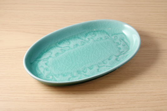 【セラドン焼】ヤム皿　（楕円／小）